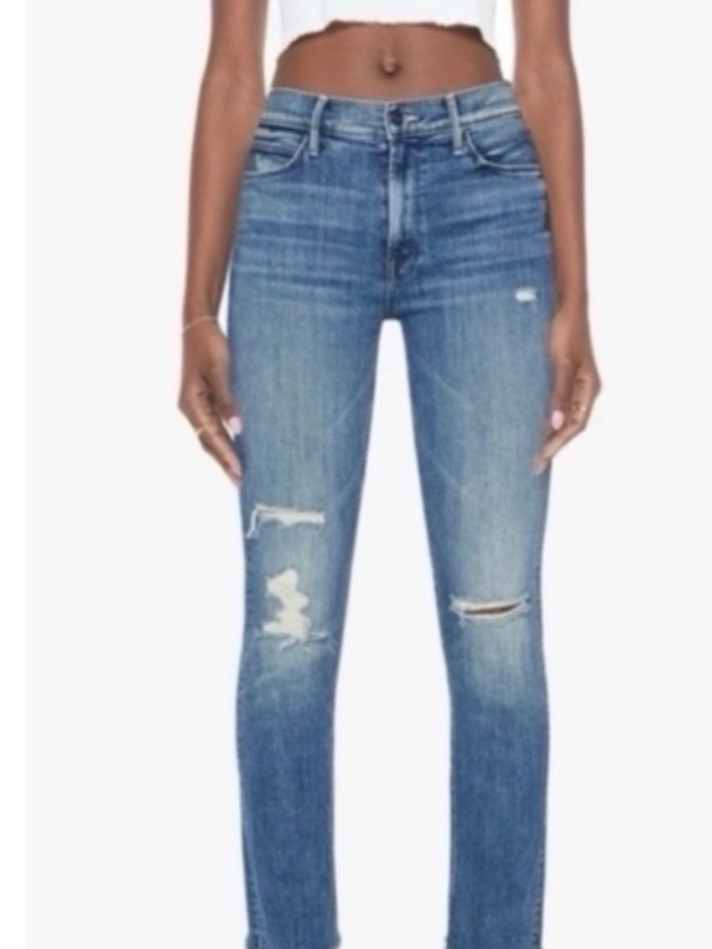 Mother Mid Rise Ankle Length Fray Dazzler Jeans